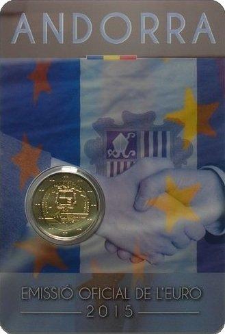 2015 2 Euro 25° dellaccordo Doganale con la UE FDC in blister Andorra fronte 1 ANDORRA - 2015 - 2 € 25° dell'accordo Doganale con la UE - FDC in blister
