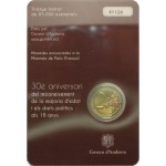 ANDORRA - 2015 - 2 € 30° della maggiore età e diritti politici a 18 anni - FDC in blister