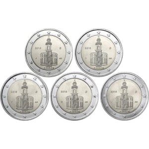 GERMANIA - 2015 - 2 € Assia - 5 Zecche - FDC da rotolini