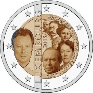 LUSSEMBURGO - 2015 - 2 € 125° della dinastia Nassau-Weilbourg - Rotolino