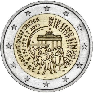 GERMANIA - 2015 - 2 € 25° della Riunificazione - Zecca J - Rotolino
