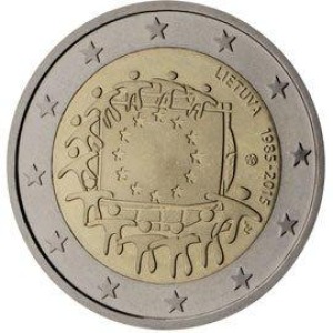 LITUANIA - 2015 - 2 € 30° della Bandiera dell'UE - Rotolino