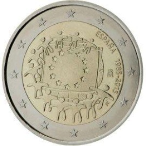 SPAGNA - 2015 - 2 € 30° della Bandiera dell'UE - Rotolino
