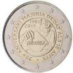 ANDORRA - 2015 - 2 € 30° della maggiore età e diritti politici a 18 anni - FDC in blister