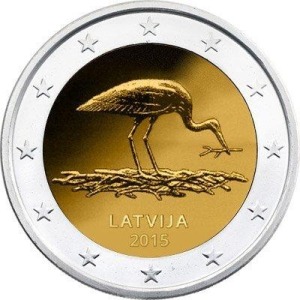 LETTONIA - 2015 - 2 € Cicogna nera - Rotolino