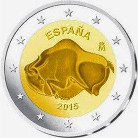 2015 2 euro UNESCO Grotte di Altamira Spagna 1 SPAGNA - 2015 - 2 € UNESCO: Grotte di Altamira - Rotolino