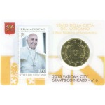 VATICANO - 2015 - Stamp&Coin Card N° 6-7-8-9: Papa Francesco con 50 c. - 4 x 1 moneta FDC