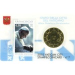 VATICANO - 2015 - Stamp&Coin Card N° 6-7-8-9: Papa Francesco con 50 c. - 4 x 1 moneta FDC