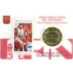 VATICANO - 2015 - Stamp&Coin Card N° 6-7-8-9: Papa Francesco con 50 c. - 4 x 1 moneta FDC