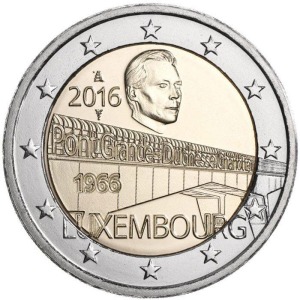 LUSSEMBURGO - 2016 - 2 € 50° del Ponte della Granduchessa Charlotte - Rotolino
