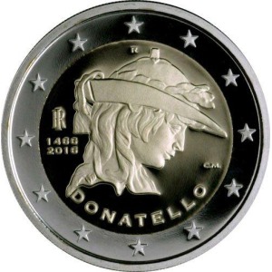 ITALIA - 2016 - 2 € 550° della morte di Donatello - FDC in coin card