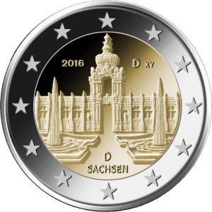 GERMANIA - 2016 - 2 € Sassonia - Zecca J - Rotolino