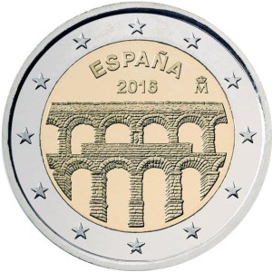 SPAGNA - 2016 - 2 € UNESCO: Acquedotto di Segovia - Rotolino