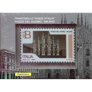 ITALIA - 2016 - Piazze d'Italia: Piazza del Duomo, Milano - 1 v. su lamina d'argento