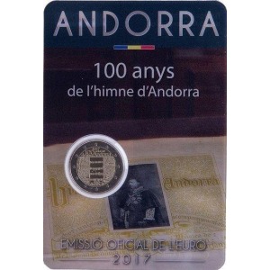 ANDORRA - 2017 - 2 € 100° dell'Inno Nazionale di FDC in blister