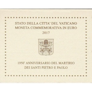 VATICANO - 2017 - 2 € 1950° del Martirio di San Pietro e San Paolo - FDC in folder
