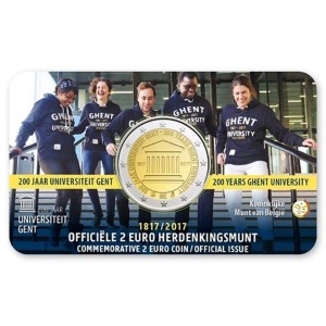 BELGIO - 2017 - 2 € 200° dell'Università di Gand - FDC in coin card (versione olandese)