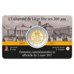BELGIO - 2017 - 2 € 200° dell'Università di Liegi - FDC in coin card (versione francese)