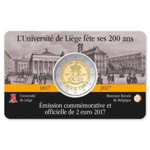 BELGIO - 2017 - 2 € 200° dell'Università di Liegi - FDC in coin card (versione francese)