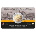 BELGIO - 2017 - 2 € 200° dell'Università di Liegi - FDC in coin card (versione olandese)
