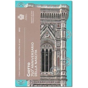 SAN MARINO - 2017 - 2 € 750° della nascita di Giotto di Bondone - FDC in folder