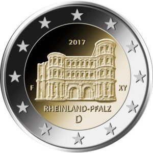 GERMANIA - 2017 - 2 € Rheinland-Pfalz - Porta Nigra di Treviri - Zecca J - Rotolino