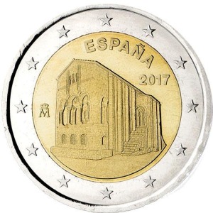 SPAGNA - 2017 - 2 € UNESCO: Chiesa di Santa María del Naranco - Rotolino