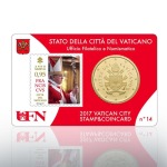 VATICANO - 2017 - Stamp&Coin Card N° 14-15-16-17: Papa Francesco con 50 c. - 4 x 1 moneta FDC