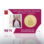 VATICANO - 2017 - Stamp&Coin Card N° 14-15-16-17: Papa Francesco con 50 c. - 4 x 1 moneta FDC