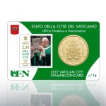 VATICANO - 2017 - Stamp&Coin Card N° 14-15-16-17: Papa Francesco con 50 c. - 4 x 1 moneta FDC