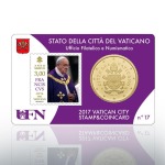 VATICANO - 2017 - Stamp&Coin Card N° 14-15-16-17: Papa Francesco con 50 c. - 4 x 1 moneta FDC