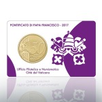 VATICANO - 2017 - Stamp&Coin Card N° 14-15-16-17: Papa Francesco con 50 c. - 4 x 1 moneta FDC