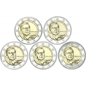 GERMANIA - 2018 - 2 € 100° della nascita di Helmut Schmidt - 5 Zecche - FDC da rotolini