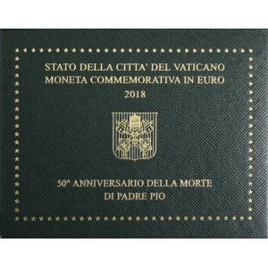 VATICANO - 2018 - 2 € 50° della morte di Padre Pio - FDC in folder