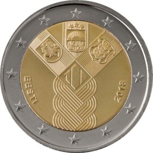 ESTONIA - 2018 - 2 € 100° dell'indipendenza degli Stati Baltici - Rotolino