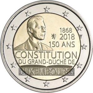 LUSSEMBURGO - 2018 - 2 € 150° della Costituzione Lussemburghese - Rotolino