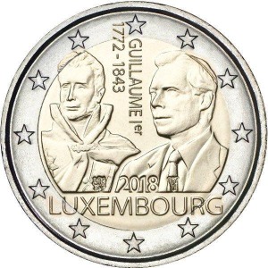 LUSSEMBURGO - 2018 - 2 € 175° della morte del Granduca Guillaume I - Rotolino