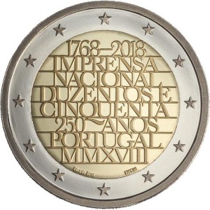 PORTOGALLO - 2018 - 2 € 250° della Imprensa Nacional - Casa da Moeda - Rotolino