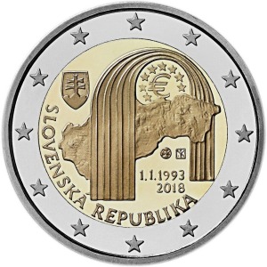 SLOVACCHIA - 2018 - 2 € 25° della Costituzione della Repubblica Slovacca - Rotolino
