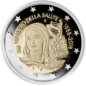 ITALIA - 2018 - 2 € 60° del Ministero della Salute - PROOF in cofanetto