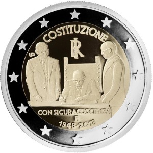 ITALIA - 2018 - 2 € 70° della Costituzione Italiana - FDC in coin card