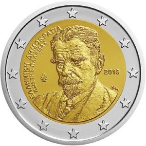 GRECIA - 2018 - 2 € 75° della morte di Kostis Palamas - Rotolino