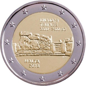 MALTA - 2018 - VARIETÀ 2 € Templi di Mnajdra con lettera F - FDC da serie divisionale