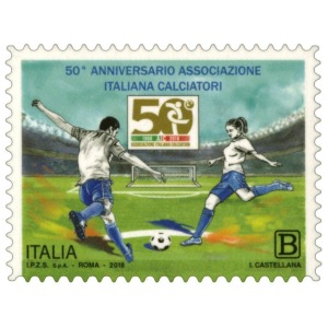 ITALIA - 2018 - 50° dell'Associazione Italiana Calciatori - 1 foglio da 45 v.