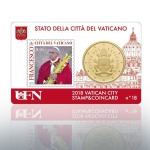 VATICANO - 2018 - Stamp&Coin Card N° 18-19-20-21: Papa Francesco con 50 c. - 4 x 1 moneta FDC