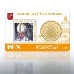 VATICANO - 2018 - Stamp&Coin Card N° 18-19-20-21: Papa Francesco con 50 c. - 4 x 1 moneta FDC