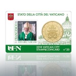 VATICANO - 2018 - Stamp&Coin Card N° 18-19-20-21: Papa Francesco con 50 c. - 4 x 1 moneta FDC