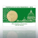 VATICANO - 2018 - Stamp&Coin Card N° 18-19-20-21: Papa Francesco con 50 c. - 4 x 1 moneta FDC