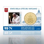 VATICANO - 2018 - Stamp&Coin Card N° 18-19-20-21: Papa Francesco con 50 c. - 4 x 1 moneta FDC