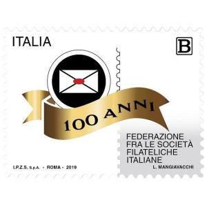 2019 100° della Federazione fra le Società Filateliche 1 v. Italia